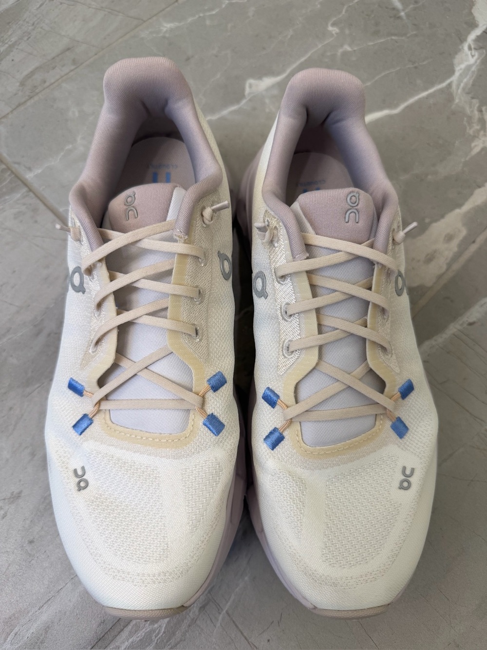 On Running Women's Running Shoes in Light Cream and purple size 8